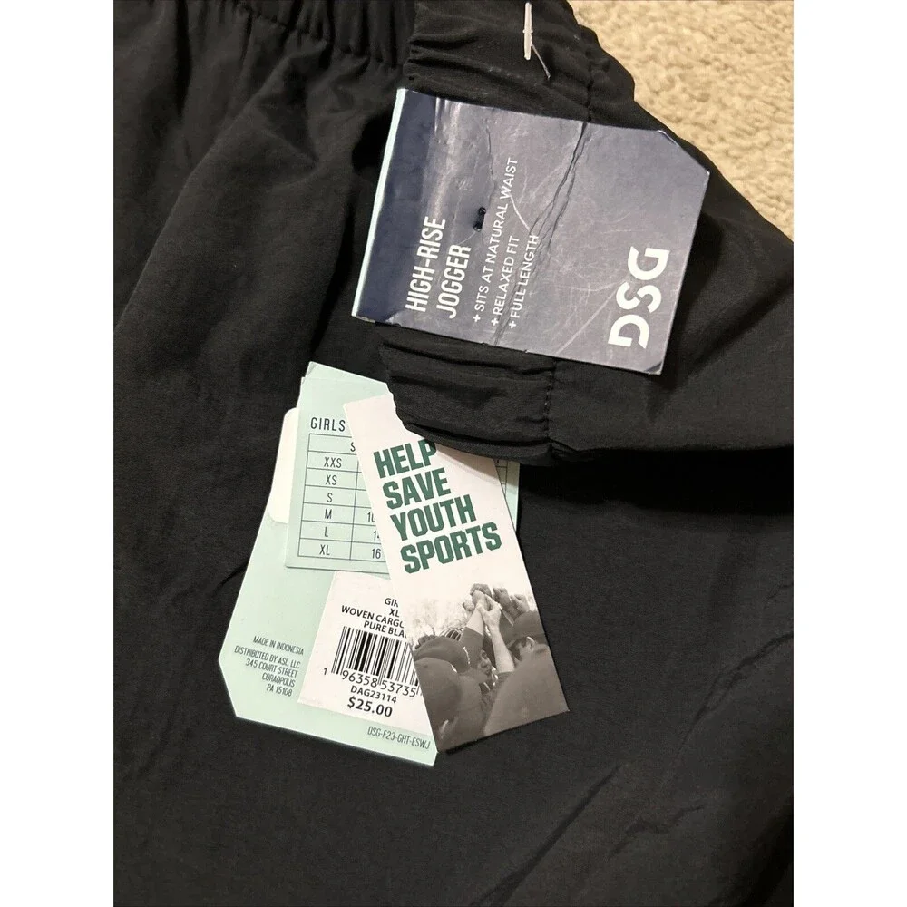 DSG Girls Black Jogger Size XL(16), High-Rise, Relaxed Fit, Full Length, Pockets - Picture 3 of 9